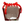 Red and white square box with apple images and a red bow with a cookie inside.  