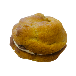 This is a light brown colored cookie with graham crackers, it's split in two half and in the middle is milk chocolate and marshmallow whip