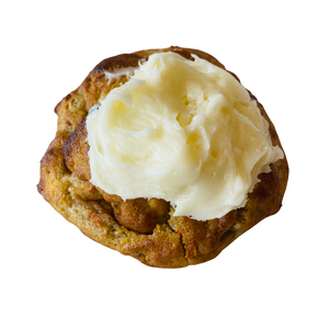 Cookie with cream filling on a white background